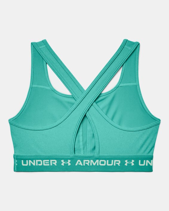 Women's Armour® Mid Crossback Heather Sports Bra, Green, pdpMainDesktop image number 9